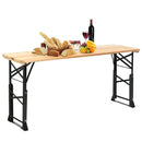 66.5 Inch Outdoor Wood Folding Picnic Table with Adjustable Heights by LJGDeals