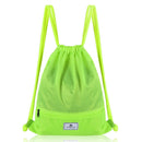 Drawstring Backpack String Bag Foldable Sports Sack with Zipper Pocket-Green by LJGDeals