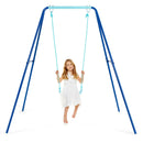 Outdoor Kids Swing Set with Heavy-Duty Metal A-Frame and Ground Stakes-Blue