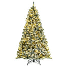 6 Feet Pre-lit Snow Flocked Hinged Christmas Tree with 928 Tips and Metal Stand by LJGDeals