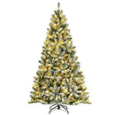 6 Feet Pre-lit Snow Flocked Hinged Christmas Tree with 928 Tips and Metal Stand by LJGDeals