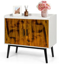 Mid-Century Wood Storage Cabinet with 2 Doors and Metal Legs for Entryway by LJGDeals