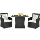 3 Pieces Patio Rattan Furniture Set with Cushion and Sofa Armrest by LJGDeals