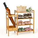 4-Tier Bamboo Shoe Rack Organiser with Umbrella Holder-Natural by LJGDeals