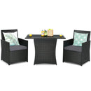 3 Pieces Patio Rattan Furniture Set with Cushion and Sofa Armrest by LJGDeals