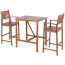 3 Pieces Acacia Wood Patio Bar Set with Sunflower Patterned Backrest by LJGDeals