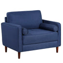 Accent Oversized Linen Club Armchair with Pillows and Rubber Wood Legs by LJGDeals