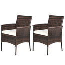 2 Pieces Outdoor PE Rattan Armchairs with Removable Cushions by LJGDeals
