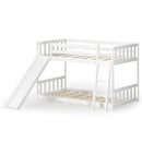 Twin over Twin Bunk Wooden Low Bed with Slide Ladder for Kids by LJGDeals