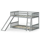 Twin over Twin Bunk Wooden Low Bed with Slide Ladder for Kids by LJGDeals