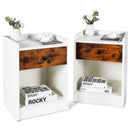 Set of 2 Nightstand with Drawer Cabinet End Side Table Raised Top by LJGDeals