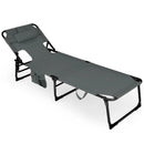 Folding Beach Lounge Chair with Pillow for Outdoor-Gray by LJGDeals