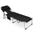 Folding Beach Lounge Chair with Pillow for Outdoor-Black by LJGDeals