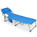 Folding Beach Lounge Chair with Pillow for Outdoor-Blue by DirectDeals
