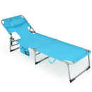 Folding Beach Lounge Chair with Pillow for Outdoor-Turquoise by LJGDeals