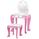 Kids Wooden Makeup Dressing Table and Chair Set with Mirror and Drawer by LJGDeals