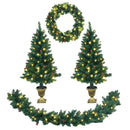 4 Pieces Christmas Decoration Set with Garland Wreath and Entrance Trees by LJGDeals