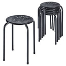 6-Pack Stackable Multifunctional Daisy Design Backless Round Metal Stool Set by LJGDeals