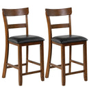 2 Pieces Counter Height Chair Set with Leather Seat and Rubber Wood Legs by LJGDeals