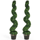 2 Pack 4 Feet Artificial Spiral Boxwood Topiary Indoor Outdoor Decor by LJGDeals