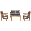 4 Pieces Outdoor Patio Rattan Furniture Sofa Set with Acacia Wood Frame by LJGDeals