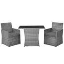 3 Pieces Patio Rattan Furniture Set with Cushioned Armrest Sofa by LJGDeals