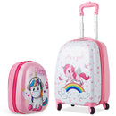 2 Pieces Kids Luggage Set 12 Inch Backpack and 16 Inch Kid Carry on Suitcase with Wheels by LJGDeals