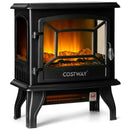 Freestanding Fireplace Heater with Realistic Dancing Flame Effect-Black by LJGDeals