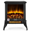 Compact Portable Space Heater with Realistic Flame Effect-Black by DirectDeals