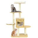 4 Levels Modern Wood Cat Tower with Washable Mats-Walnut by LJGDeals