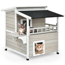2-Story Wooden Patio Luxurious Cat Shelter House Condo with Large Balcony by LJGDeals