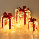 3 Pieces Christmas Lighted Gift Boxes Decorations with 60 LED Lights for Indoor and Outdoor by DirectDeals