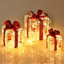 3 Pieces Christmas Lighted Gift Boxes Decorations with 60 LED Lights for Indoor and Outdoor by LJGDeals