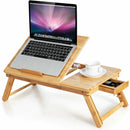 Bamboo Laptop Lap Tray with Adjustable Legs and Tilting Heat-dissipation Top by LJGDeals