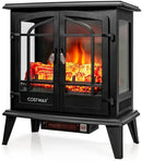 25 Inch Freestanding Electric Fireplace Heater with Realistic Flame effect-Black by LJGDeals