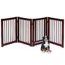 30 Inch Tall 4-Panel Freestanding Pet Gate Wooden Dog Fence-Brown