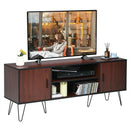 Retro Modern TV Stand with 6 Metal Legs for TVs up to 65 Inch with 2 Cable Holes by DirectDeals