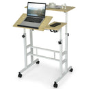 Mobile Standing up Desk Adjustable Computer Desk Tilting Workstation-Walnut by DirectDeals