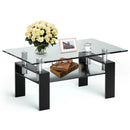 Rectangle Glass Coffee Table with Metal Legs for Living Room by LJGDeals