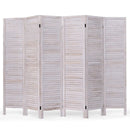 6 Panels Classic Venetian Wooden Slat Room Screen-White by LJGDeals