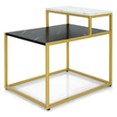 2 Tier End Side Table with Metal Frame and Storage Shelf for Living Room-White by LJGDeals