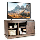 Sliding Barn Door TV Stand with Adjustable Shelf Cabinet-Dark Walnut by LJGDeals