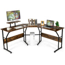 88.5 Inch L Shaped Reversible Computer Desk Table with Monitor Stand by LJGDeals