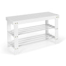 3 Tier Bamboo Bench Storage Shoe Shelf-Natural
