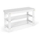 3 Tier Bamboo Bench Storage Shoe Shelf-Natural by LJGDeals