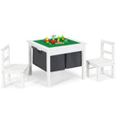 2-in-1 Kids Activity Table and 2 Chairs Set with Storage Building Block Table
