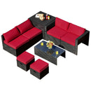 8 Pieces Patio Rattan Storage Table Furniture Set by LJGDeals