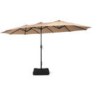 15 Feet Double-Sided Twin Patio Umbrella with Crank and Base by LJGDeals