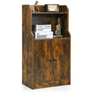 Storage Cabinet Bookcase with Doors and Display Shelf-Rustic Brown by LJGDeals