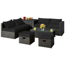 8 Pieces Patio Rattan Storage Table Furniture Set by LJGDeals